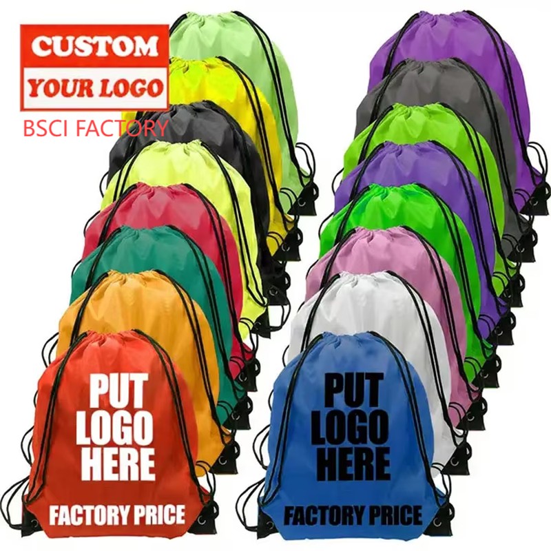 210D Polyester Drawstring Gym Backpack Bag